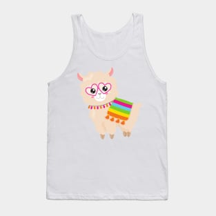 Mexican Llama, Cute Llama, Cute Alpaca, Glasses Tank Top